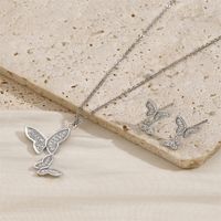 Cobre Chapados en oro de 18k Estilo IG Brillante Embutido Mariposa Circón Conjunto De Joyas sku image 2