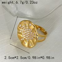 304 Stainless Steel Gold Plated Vintage Style Simple Style Plating Inlay Irregular Heart Shape Turquoise Pearl Zircon Open Rings sku image 2