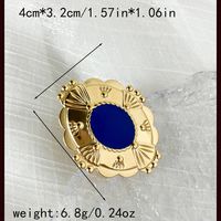 304 Stainless Steel Gold Plated Vintage Style Simple Style Plating Inlay Irregular Heart Shape Turquoise Pearl Zircon Open Rings sku image 1