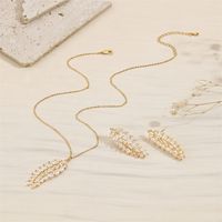 Copper 18K Gold Plated Simple Style Classic Style Plating Inlay Leaves Zircon Jewelry Set main image 3