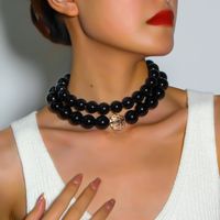 Retro Einfarbig Kunststoff Perlen Frau Halskette main image 5