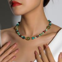 Retro Color Block Plastic Beaded Women's Necklace main image 1