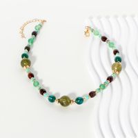 Retro Color Block Plastic Beaded Women's Necklace main image 4