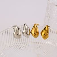 1 Pair IG Style Vintage Style Simple Style Water Droplets 304 Stainless Steel 18K Gold Plated Ear Studs main image 3