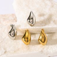 1 Pair IG Style Vintage Style Simple Style Water Droplets 304 Stainless Steel 18K Gold Plated Ear Studs main image 4