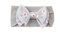 Simple Solid Color Double Bow Children Small Daisy Flower Nylon Headband sku image 12