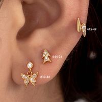 1 Piece IG Style French Style Simple Style Triangle Butterfly Lightning Inlay Copper Zircon Ear Studs main image 1