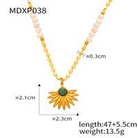 Casual Simple Style Commute Square Star Moon Freshwater Pearl Copper Beaded Inlay Rhinestones Agate 18K Gold Plated Unisex Pendant Necklace sku image 2