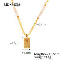Casual Simple Style Commute Square Star Moon Freshwater Pearl Copper Beaded Inlay Rhinestones Agate 18K Gold Plated Unisex Pendant Necklace sku image 3
