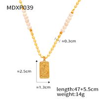 Casual Simple Style Commute Square Star Moon Freshwater Pearl Copper Beaded Inlay Rhinestones Agate 18K Gold Plated Unisex Pendant Necklace sku image 5