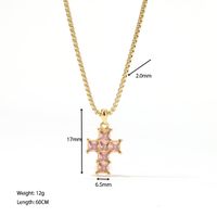 304 Stainless Steel White Gold Plated Gold Plated Luxurious Sweet Plating Inlay Cross Diamond Pendant Necklace main image 2