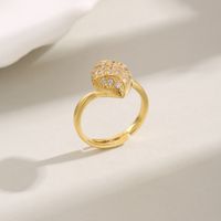 Wholesale Elegant Luxurious Geometric Copper Inlay 18K Gold Plated Zircon Open Rings main image 3