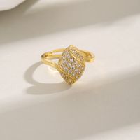 Wholesale Elegant Luxurious Geometric Copper Inlay 18K Gold Plated Zircon Open Rings main image 4