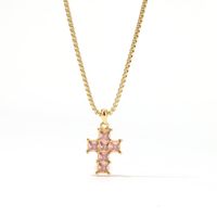 304 Stainless Steel White Gold Plated Gold Plated Luxurious Sweet Plating Inlay Cross Diamond Pendant Necklace sku image 2