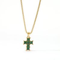 304 Stainless Steel White Gold Plated Gold Plated Luxurious Sweet Plating Inlay Cross Diamond Pendant Necklace sku image 4