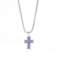 304 Stainless Steel White Gold Plated Gold Plated Luxurious Sweet Plating Inlay Cross Diamond Pendant Necklace sku image 5