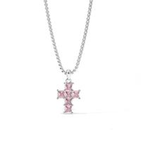 304 Stainless Steel White Gold Plated Gold Plated Luxurious Sweet Plating Inlay Cross Diamond Pendant Necklace sku image 6