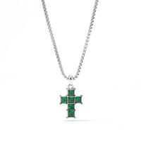 304 Stainless Steel White Gold Plated Gold Plated Luxurious Sweet Plating Inlay Cross Diamond Pendant Necklace sku image 8