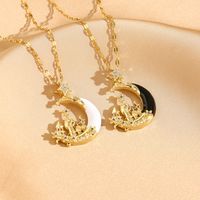 Titanium Steel 18K Gold Plated Casual Commute Plating Diamond Moon Snake Butterfly Resin Opal Zircon Pendant Necklace main image 6