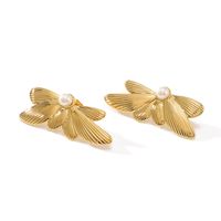1 Pair IG Style Vintage Style Simple Style Flower Inlay 304 Stainless Steel Pearl 18K Gold Plated Ear Studs main image 6
