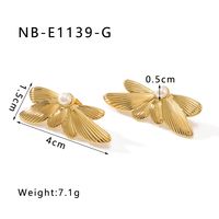 1 Pair IG Style Vintage Style Simple Style Flower Inlay 304 Stainless Steel Pearl 18K Gold Plated Ear Studs main image 2
