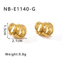 1 Pair IG Style Vintage Style Simple Style Lines Three-dimensional Hollow Out 304 Stainless Steel 18K Gold Plated Ear Studs main image 2