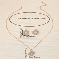 Kupfer 18 Karat Vergoldet Süss Einfacher Stil Inlay Herzform Zirkon Schmuck-Set main image 2