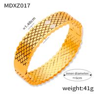 Titanium Steel 18K Gold Plated Casual Elegant Simple Style Hollow Out Inlay Solid Color Rhinestones Bangle sku image 9