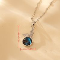 Sterling Silver Elegant Glam Shiny Fish Tail Inlay Zircon Pendant Necklace main image 2