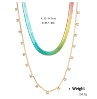 Kupfer Lässig Einfacher Stil Linien Inlay Zirkon Ringe Armbänder Halskette sku image 5
