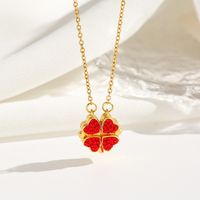 Titanium Steel 18K Gold Plated Casual Commute Plating Magnetic Inlay Heart Shape Zircon Pendant Necklace main image 5