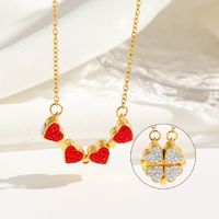 Titanium Steel 18K Gold Plated Casual Commute Plating Magnetic Inlay Heart Shape Zircon Pendant Necklace main image 3