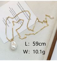 Y2K Nordic Style Exaggerated Irregular Freshwater Pearl Copper 18K Gold Plated Pendant Necklace In Bulk main image 2