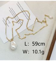 Y2K Nordischer Stil Übertrieben Irregulär Süßwasserperle Kupfer 18 Karat Vergoldet Halskette Mit Anhänger In Masse main image 2