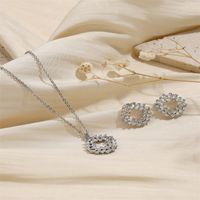 Copper 18K Gold Plated IG Style Simple Style Inlay Circle Zircon Jewelry Set sku image 2