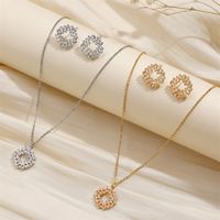 Copper 18K Gold Plated IG Style Simple Style Inlay Circle Zircon Jewelry Set main image 1