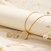 Copper 18K Gold Plated Casual Simple Style Inlay Rectangle Zircon Jewelry Set main image 3