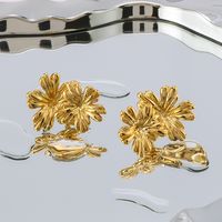 1 Pair IG Style Vintage Style Simple Style Flower 304 Stainless Steel 18K Gold Plated Ear Studs main image 1