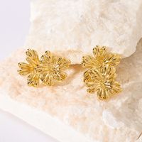 1 Pair IG Style Vintage Style Simple Style Flower 304 Stainless Steel 18K Gold Plated Ear Studs main image 4