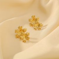 1 Pair IG Style Vintage Style Simple Style Flower 304 Stainless Steel 18K Gold Plated Ear Studs main image 3