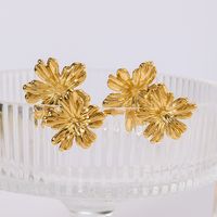 1 Paar IG-Stil Vintage-Stil Einfacher Stil Blume Edelstahl 304 18 Karat Vergoldet Ohrstecker main image 5