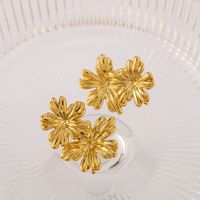 1 Pair IG Style Vintage Style Simple Style Flower 304 Stainless Steel 18K Gold Plated Ear Studs main image 6