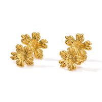 1 Pair IG Style Vintage Style Simple Style Flower 304 Stainless Steel 18K Gold Plated Ear Studs main image 7