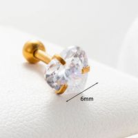 1 Piece Casual French Style Korean Style Heart Shape Inlay 316 Stainless Steel  Zircon Ear Studs main image 2