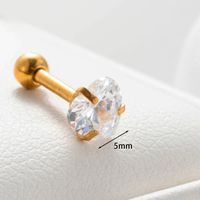 1 Piece Casual French Style Korean Style Heart Shape Inlay 316 Stainless Steel  Zircon Ear Studs main image 3
