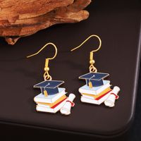 1 Pair Preppy Style Book Doctoral Cap 304 Stainless Steel Zinc Alloy Drop Earrings main image 7