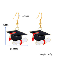 1 Pair Preppy Style Book Doctoral Cap 304 Stainless Steel Zinc Alloy Drop Earrings main image 4