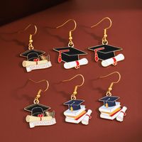 1 Pair Preppy Style Book Doctoral Cap 304 Stainless Steel Zinc Alloy Drop Earrings main image 1