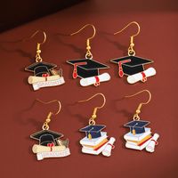 1 Pair Preppy Style Book Doctoral Cap 304 Stainless Steel Zinc Alloy Drop Earrings main image 8