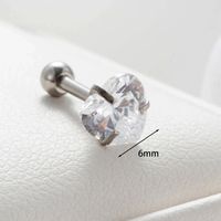 1 Piece Casual French Style Korean Style Heart Shape Inlay 316 Stainless Steel  Zircon Ear Studs main image 4